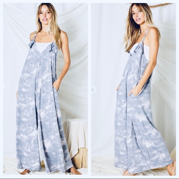 Gorgeous Tie Dye wide leg side pockets jumpsuit - Picture 3 of 4